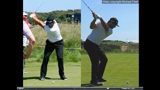 Jon Rahm golf swing  Long Iron faceon amp downtheline July 2017 [upl. by Malarkey]