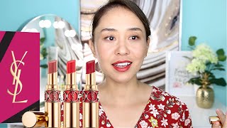 YSL  Rouge Volupte Shine Spring Trio ReviewLip Swatch [upl. by Aitercul769]