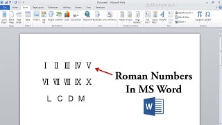 How to Insert Roman Numbers In MS Word  Roman Numerals [upl. by Ayhay]