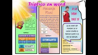 TRIPTICO EN WORD PASO A PASO [upl. by Narret]