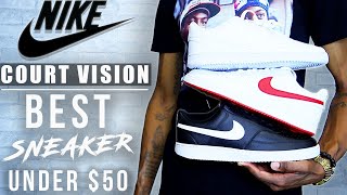 NIKE COURT VISION LOW  BEST AFFORDABLE SNEAKER  REVIEW amp ON FEET 👟 [upl. by Yrotciv852]