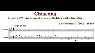 Antonio Bertali  Ciaccona for Violin and Continuo in C Major w score [upl. by Verna]