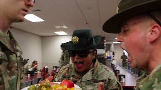 United States Army Basic Combat Training FIRST MEAL [upl. by Enneiluj408]