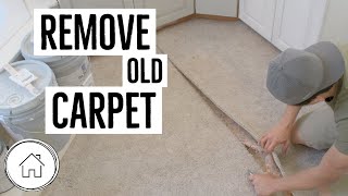 DIY How to remove carpet  the EASY WAY [upl. by Cirdet]