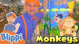 Learning Animals With Blippi In The Indoor Amusement Park  Educational Videos For Kids [upl. by Yentruocal]