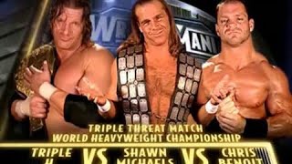 WWE WrestleMania 20 Triple H c vs Shawn Michaels vs Chris Benoit Full Match [upl. by Erinna]