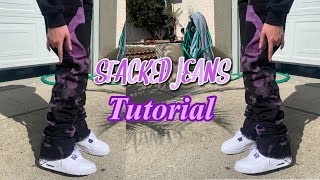 HOW TO MAKE STACKED JEANS  TUTORIAL 👀🧵🪡 [upl. by Mathis632]