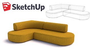 Living room Sofa 3D modeling  Sketchup tutorial timelapse [upl. by Hoshi]