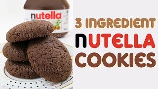 3 INGREDIENT NUTELLA COOKIES  Easy Recipe  Baking Cherry [upl. by Irt580]