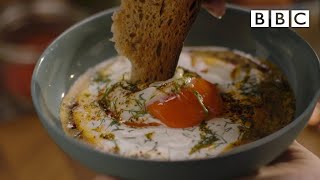 Nigellas dreamy Turkish Poached Eggs  BBC [upl. by Nored]