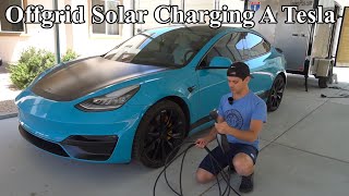 Using my Offgrid Solar Trailer to Level 2 Charge my Tesla [upl. by Xel]