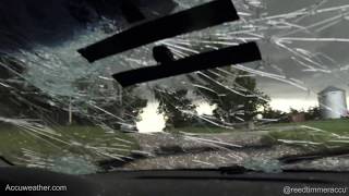 Grapefruit size HAIL busting out windshield near Fort Laramie Wyoming [upl. by Nalak242]