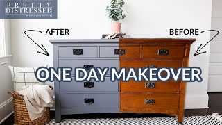 Furniture Painting for Beginners  One Step Paint Dresser Makeover [upl. by Ahsinrac327]