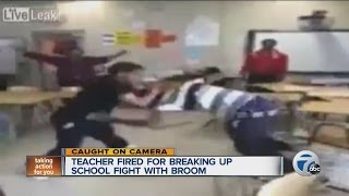 Teacher fired for breaking up school fight with broom [upl. by Erlandson578]