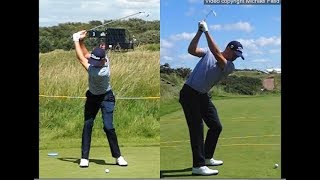 Justin Thomas golf swing  Long Iron faceon amp downtheline July 2017 [upl. by Remsen]