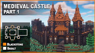 Minecraft How to build a Blackstone Medieval Castle  Tutorial [upl. by Ramedlab267]