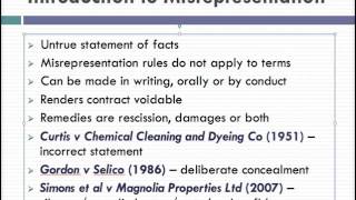 Misrepresentation Lecture 1 of 4 [upl. by Olva]