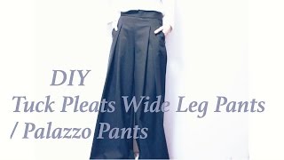 DIY Tuck Pleats Wide Leg Pants  Palazzo Pantsㅣmadebyaya [upl. by Newob691]