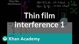 Thin Film Interference part 1  Light waves  Physics  Khan Academy [upl. by Kcirrez285]