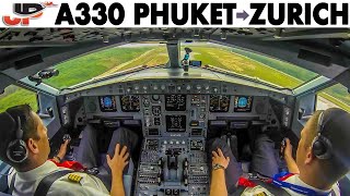 Piloting Edelweiss Airbus A330 Phuket to Zurich  Cockpit Views [upl. by Mishaan]