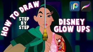 How to Draw Disney Glow up  Step by Step on iPad  TIKTOK [upl. by Notirb]