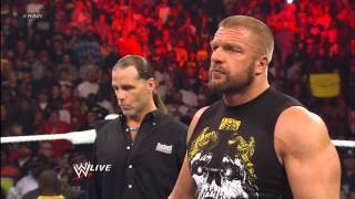 Shawn Michaels predicts Triple H will defeat Brock Lesnar at WrestleMania Raw April 1 2013 [upl. by Nunes]