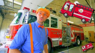 Blippi Explores the Fire Trucks for Children  Blippi Fire Truck Song  Play and Learn With Blippi [upl. by Einiar]