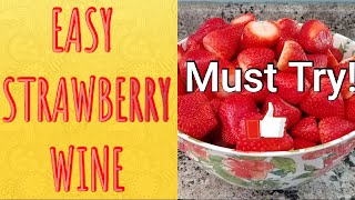 EASY STRAWBERRY WINE MAKE YOUR OWN WINE AT HOME [upl. by Guillema]