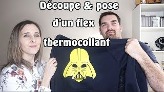 DÉCOUPE ET POSE DUN FLEX THERMOCOLLANT  SILHOUETTE CAMÉO 4 [upl. by Suoiluj]