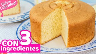 BIZCOCHO EXTRA ESPONJOSO CON 3 INGREDIENTES  RECETA FÁCIL  Quiero Cupcakes [upl. by Uolymme]